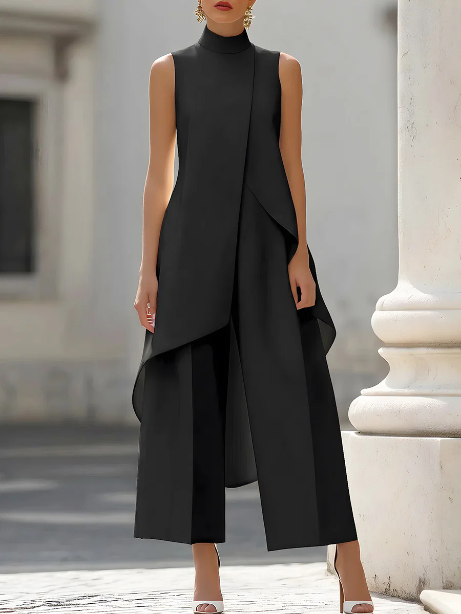 Female Formal Wear - Macacão Sem Mangas com Gola Alta