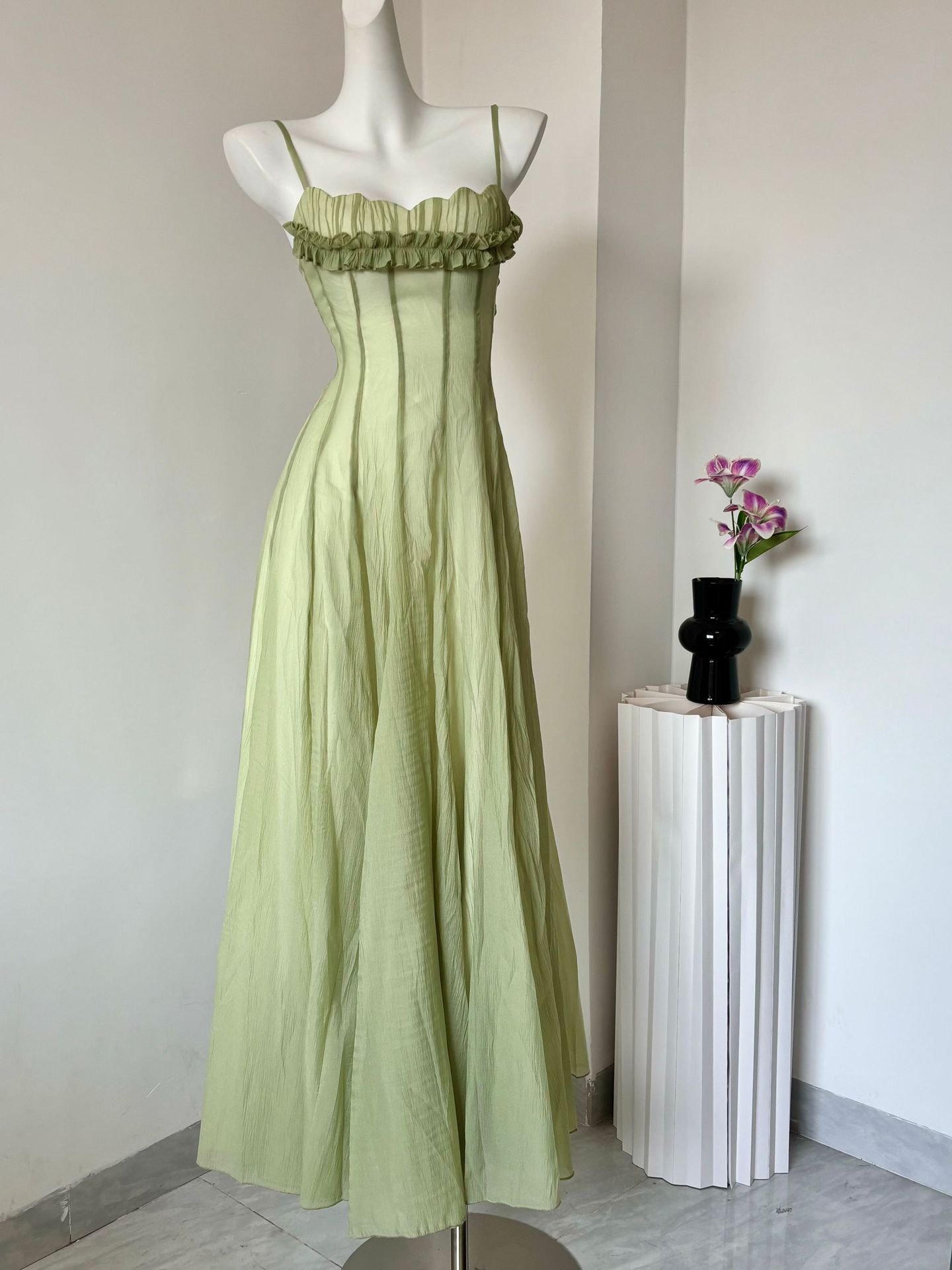 Women'S Green Formal Wear - Vestido Longo Verde Vintage Estilo Fada