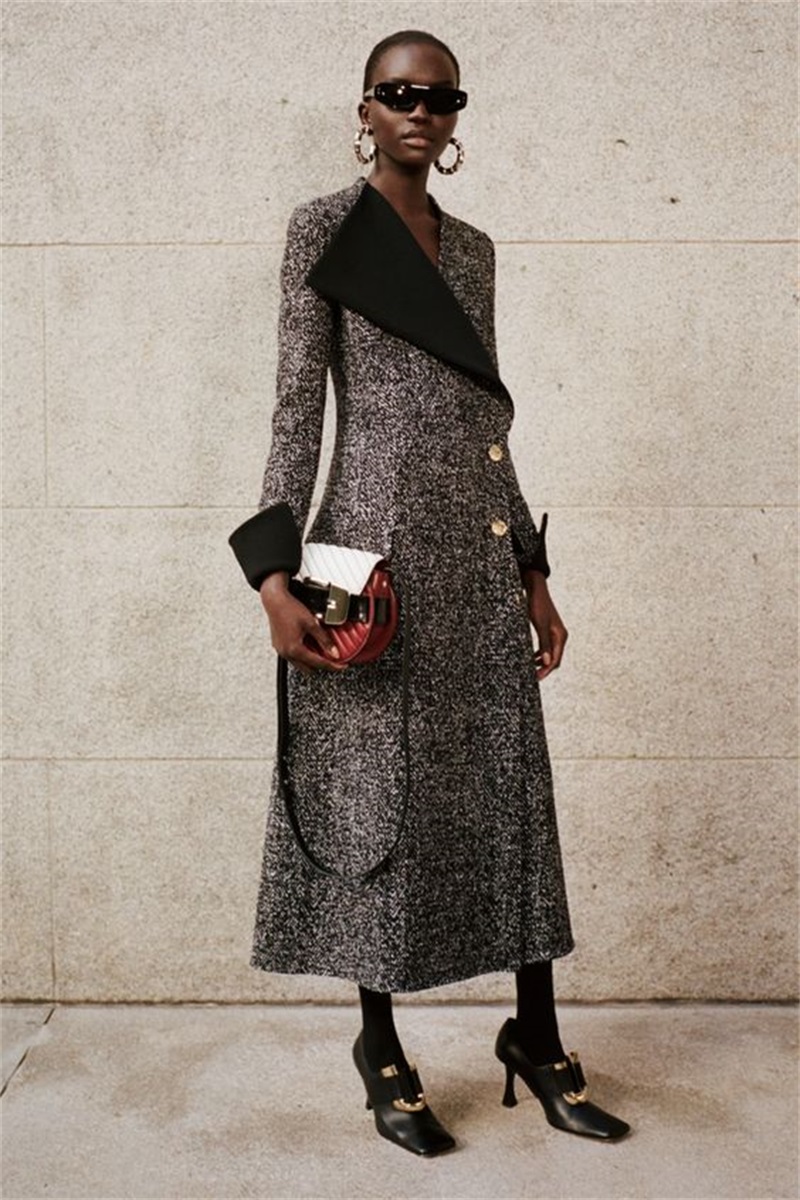Women Formal Wear Designers - Designer listrado longo feminino casaco grosso