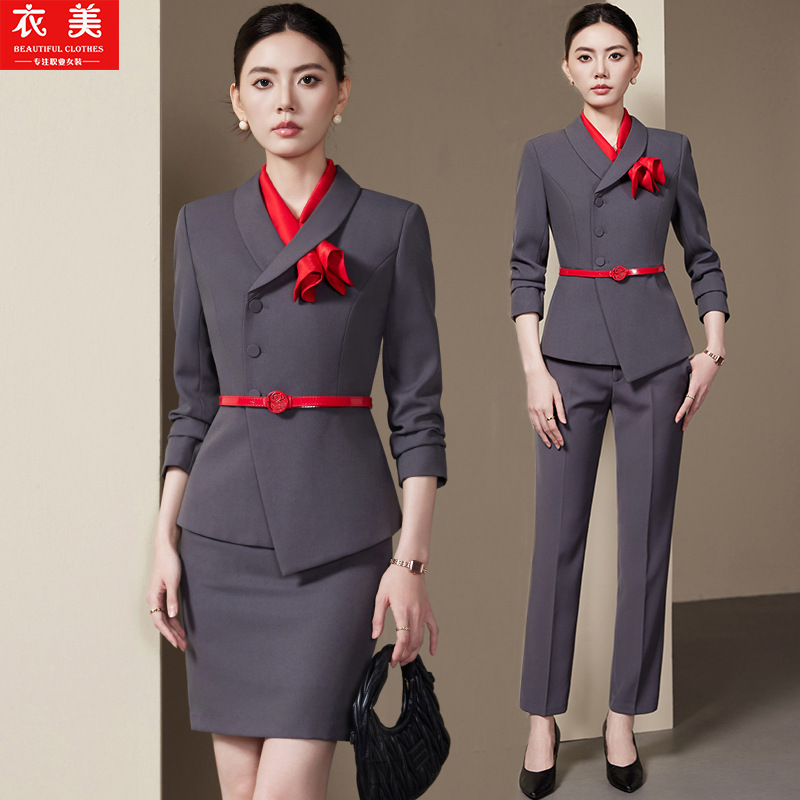 Women Formal Wear Store - Conjunto de terno feminino cinza2025nova moda