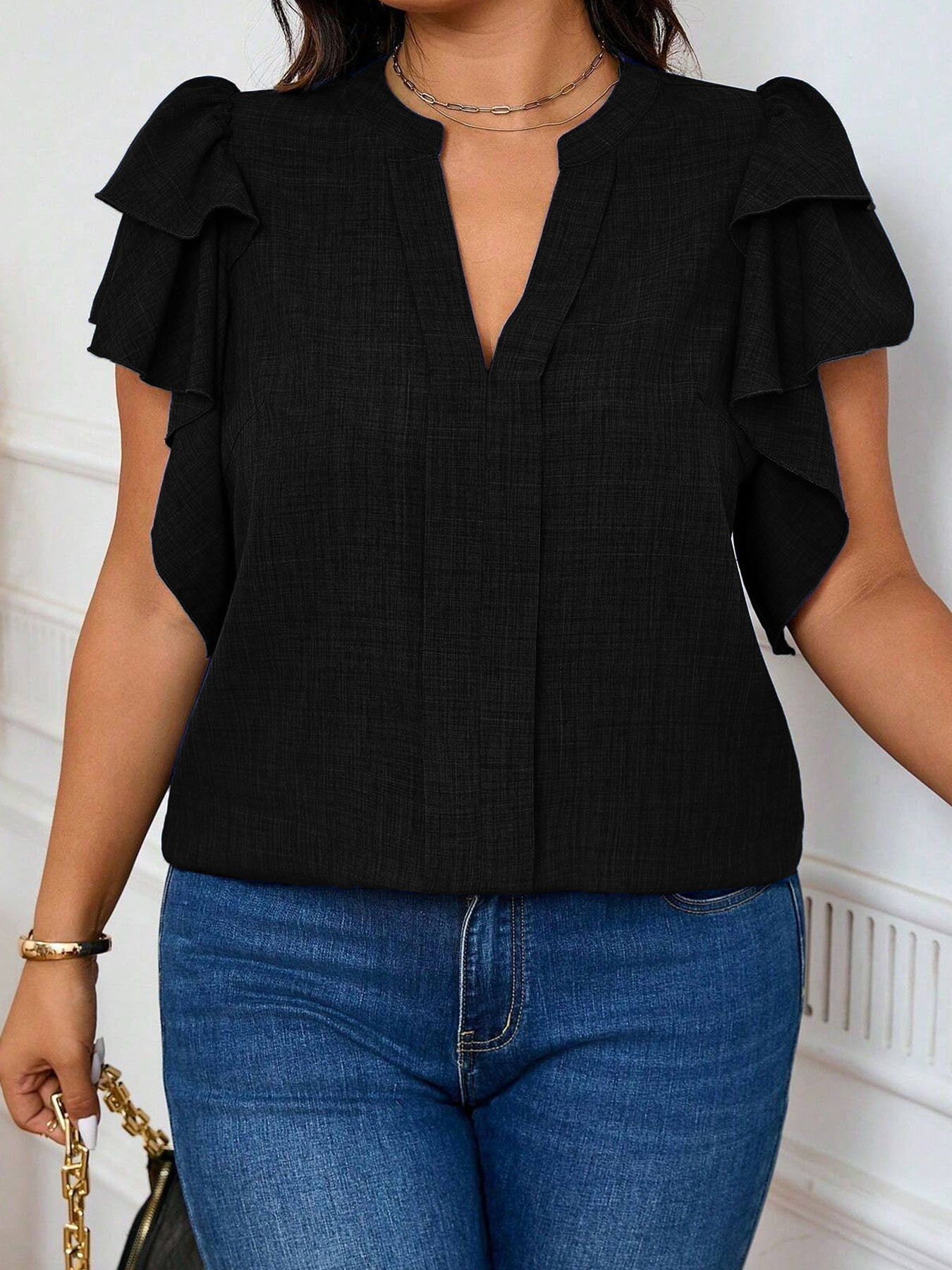Women'S Formal Wear Blouse - Blusa Feminina Plus Size Elegante com