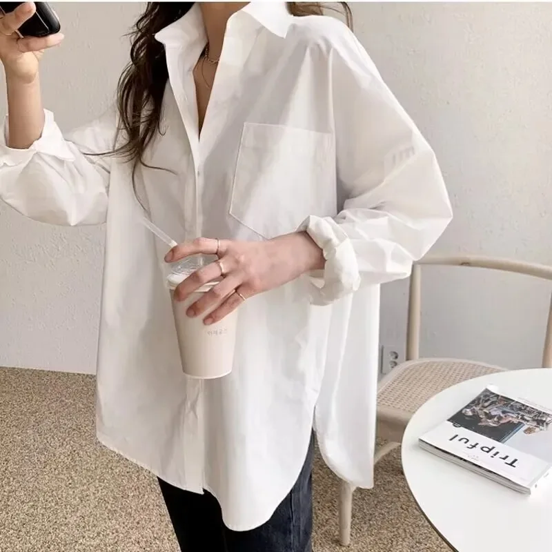 Women'S Formal Wear Blouse - 2026 moda nova algodão manga longa