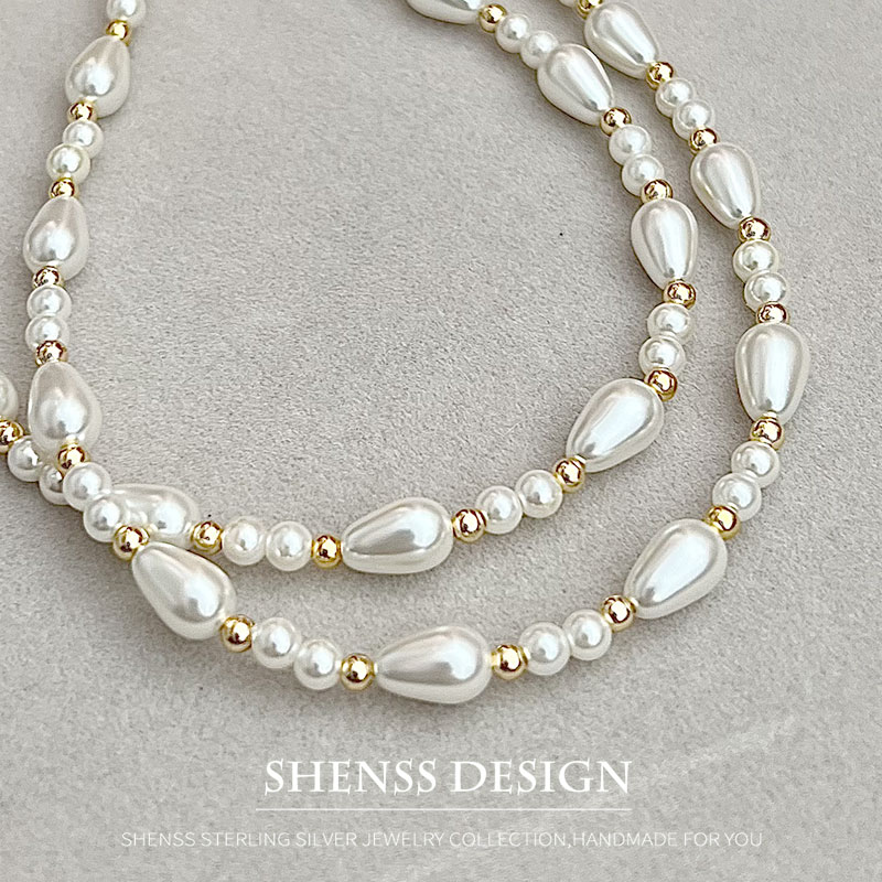 Pearl Necklace Set - Elegante imitação de pérola gota de