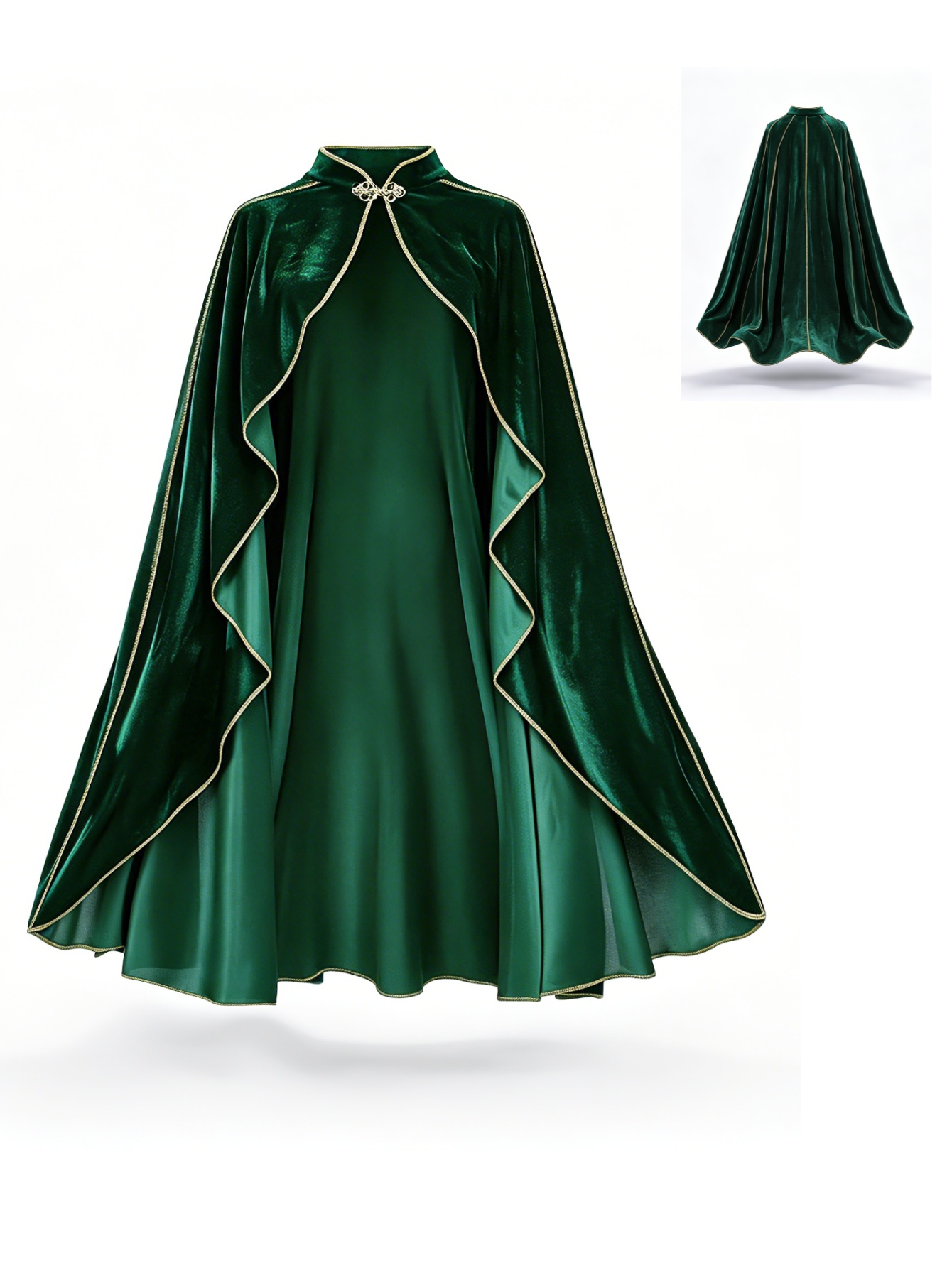 Women'S Green Formal Wear - Capa de Veludo Verde Vintage para
