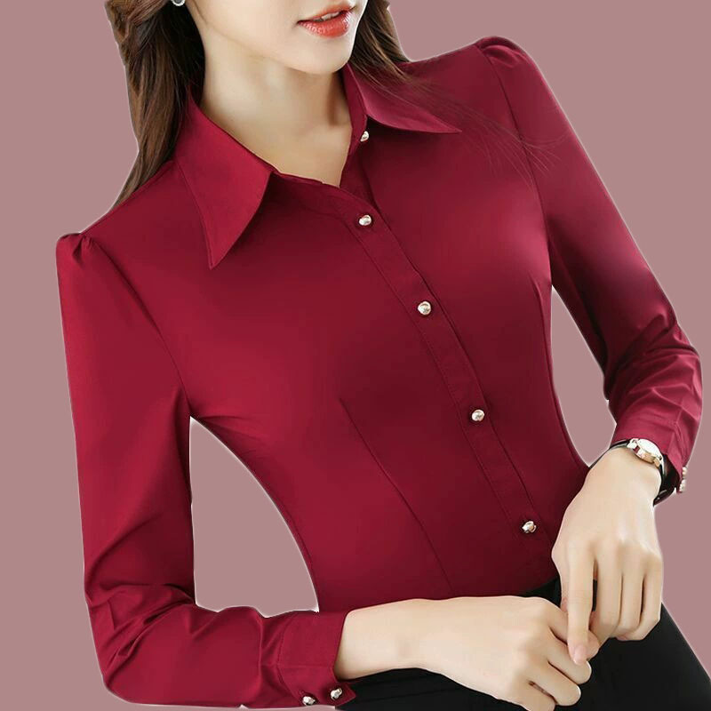 Women'S Formal Wear Suits - Vermelho camisas de manga longa feminina