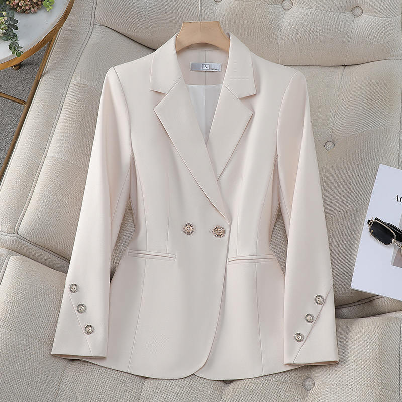 Women Formal Wear With Black Blazer - Blazer feminino de cor sólida com