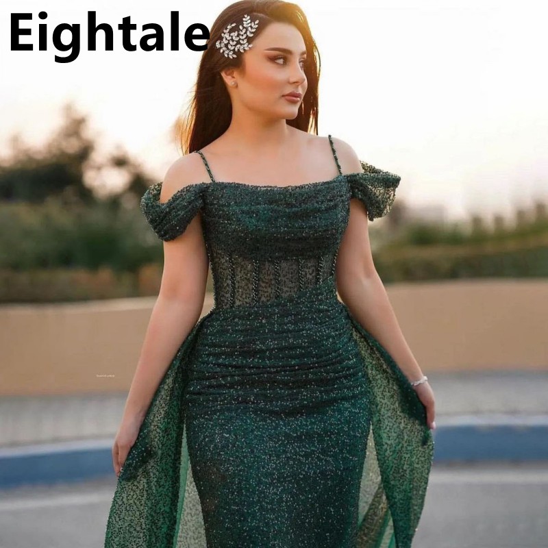 Women'S Green Formal Wear - Vestido feminino com ombro e oitoconto,