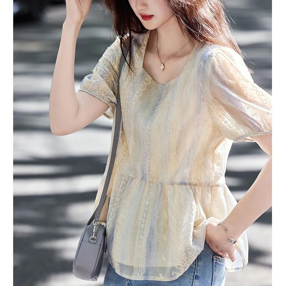 Women Formal Blouses For Evening Wear - Blusa Feminina Estilo Coreano com Manga