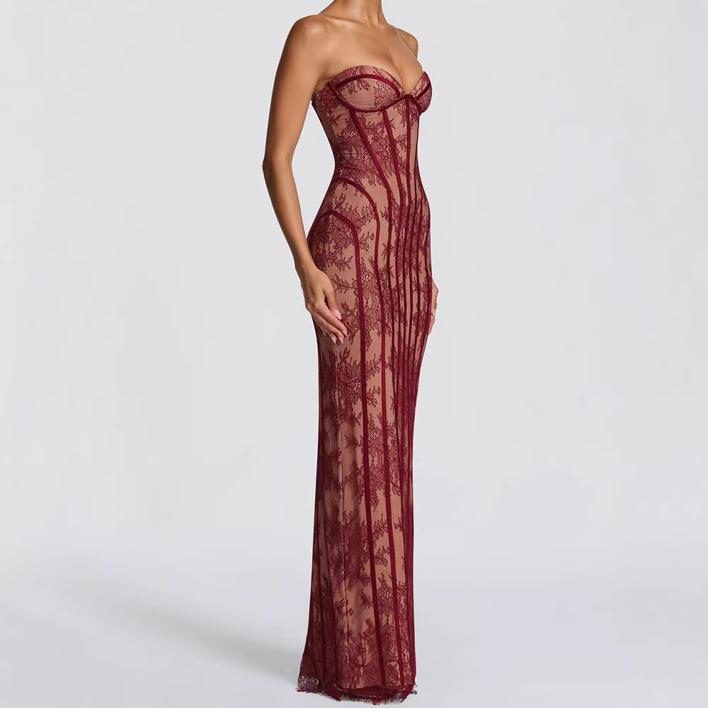 Formal Wear Women Us - Vestido Maxi Bodycon Sem Alças para