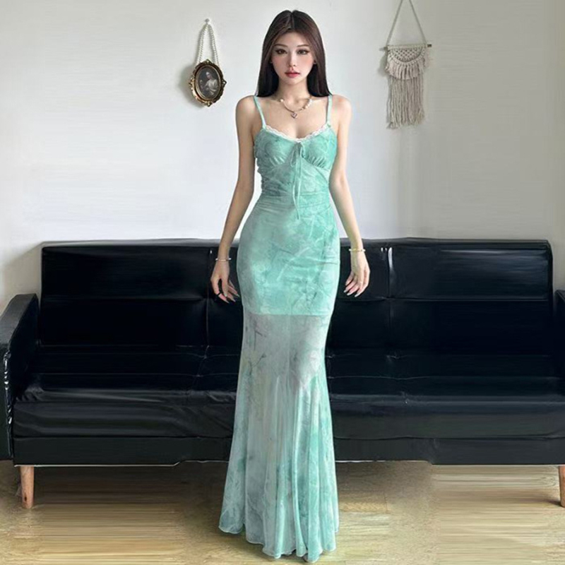 Women'S Green Formal Wear - Vestido Longo de Praia de Verão