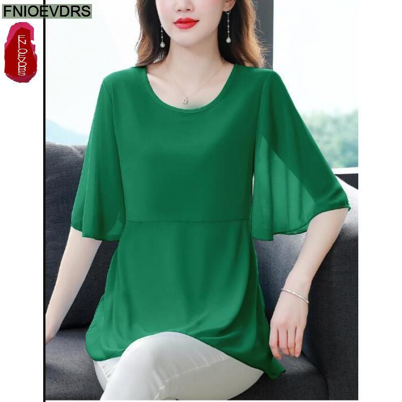 Women'S Formal Wear Blouse - Manga curta solta babados camisas femininas,