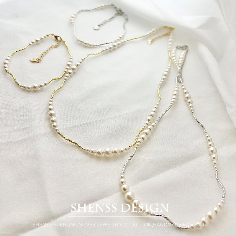 Cobre chapeado imitação pérola - Pearl Necklace Set avaliação e preço