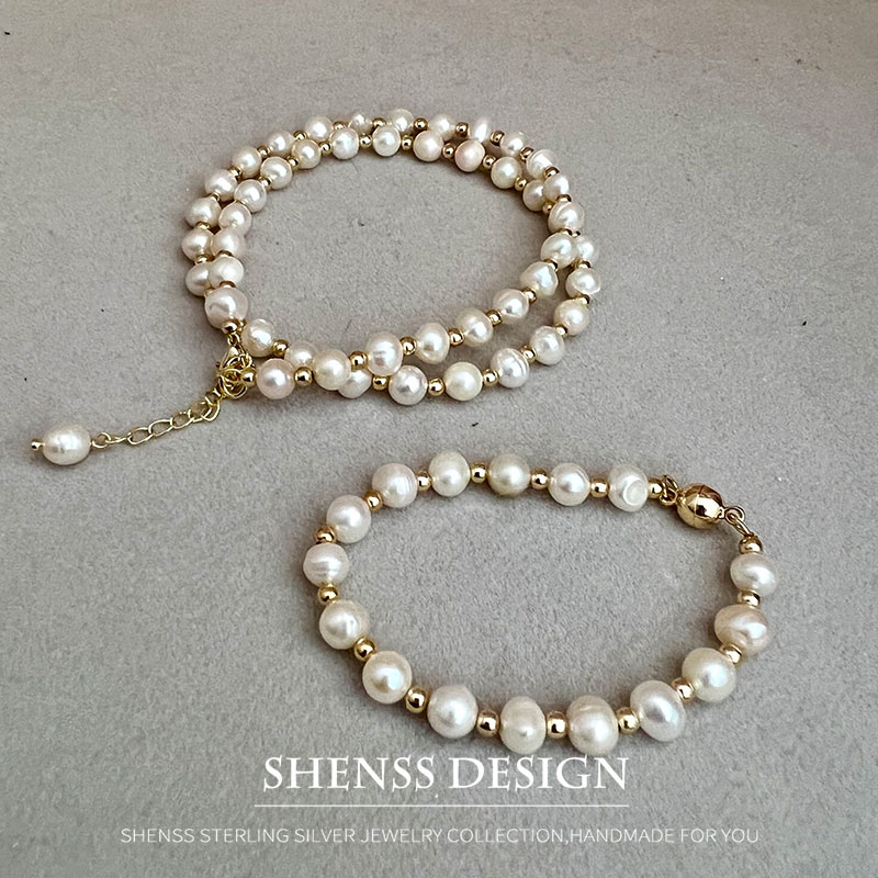 Colar de pérolas de água doce  - Pearl Necklace Set avaliação e preço