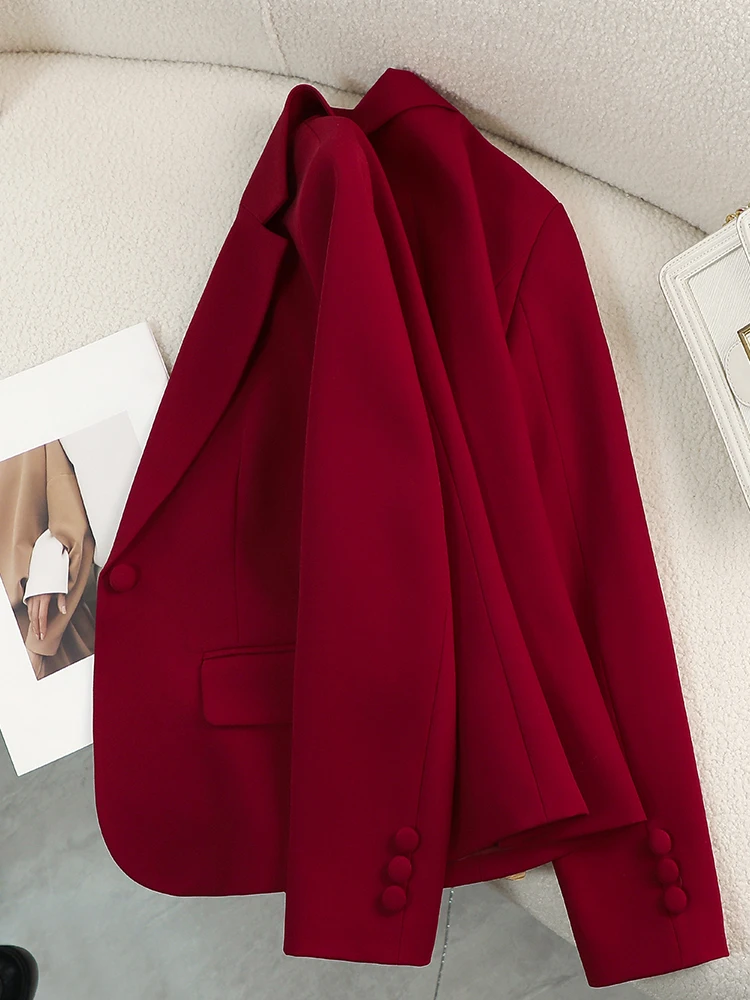 Mulheres blazer senhoras verme - Women Formal Wear With Black Blazer avaliação e preço