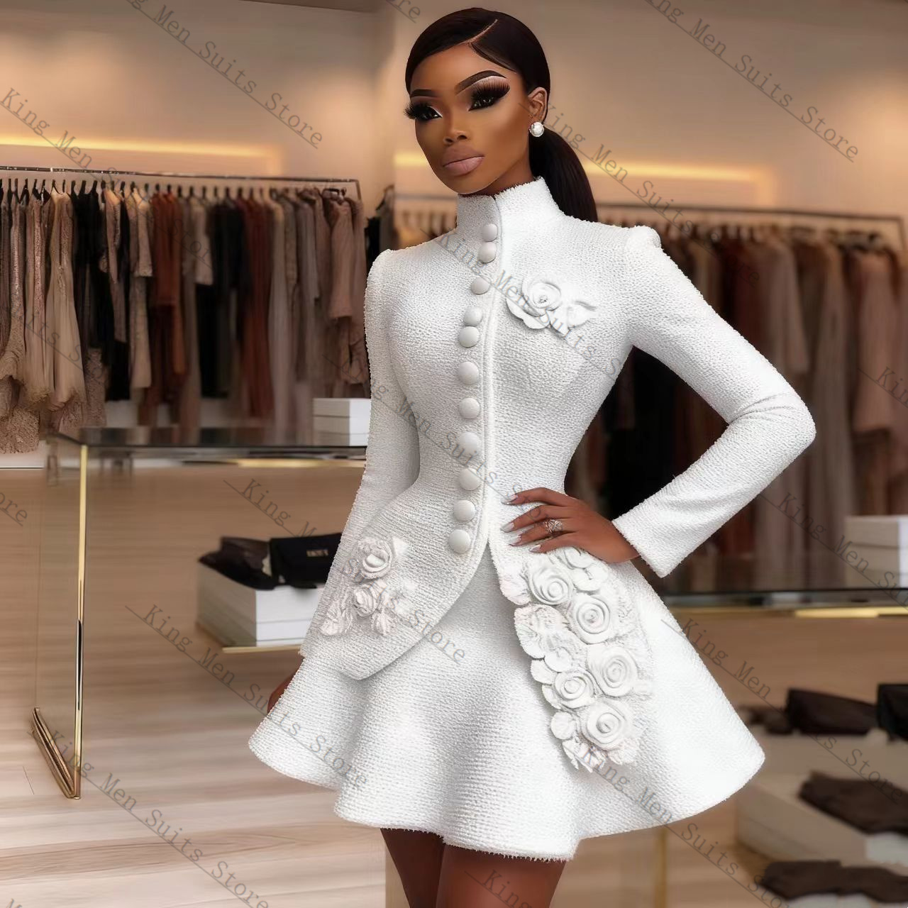 Luxo branco feminino terno con - Women Luxury Formal Wear avaliação e preço