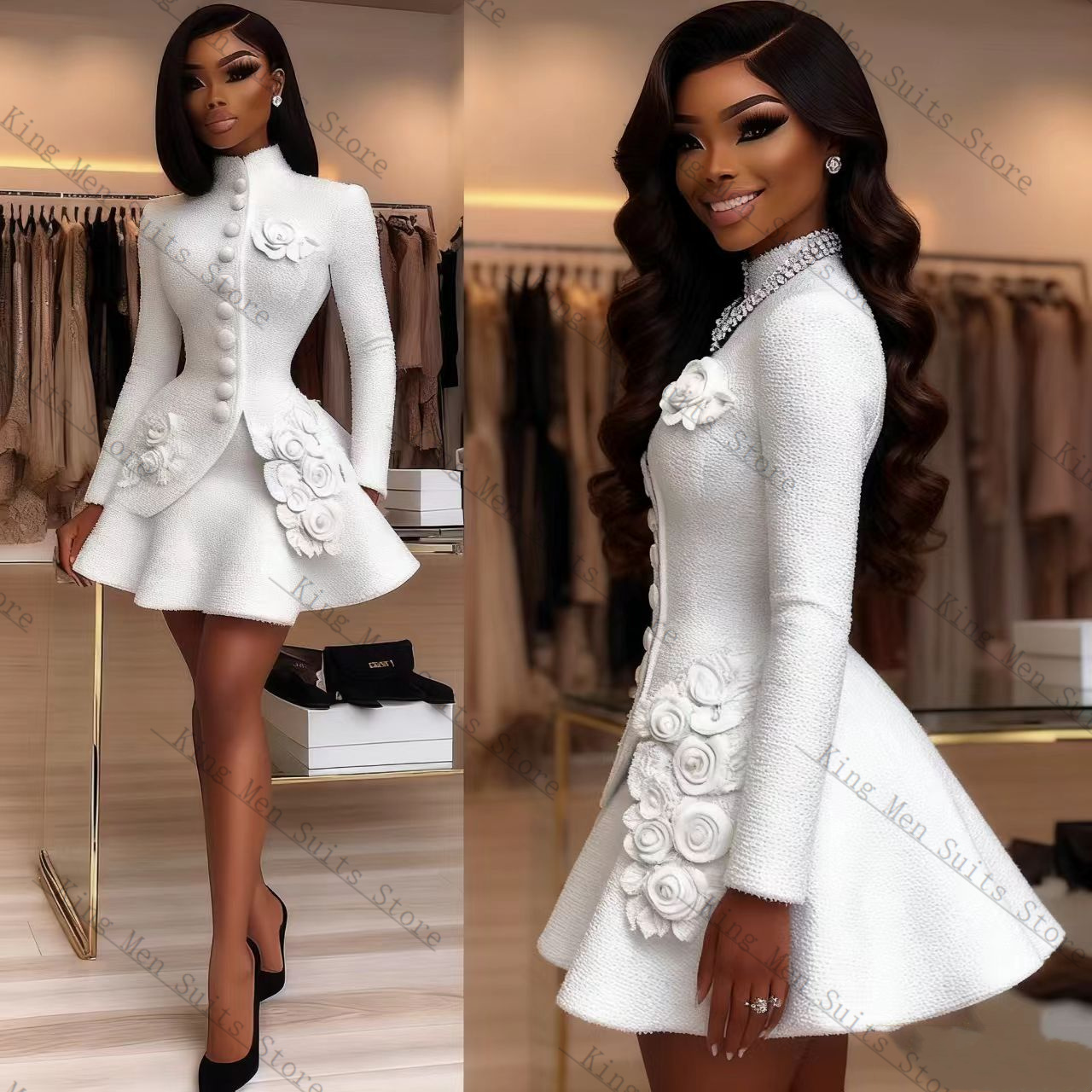 Luxo branco feminino terno con - Women Luxury Formal Wear avaliação e preço