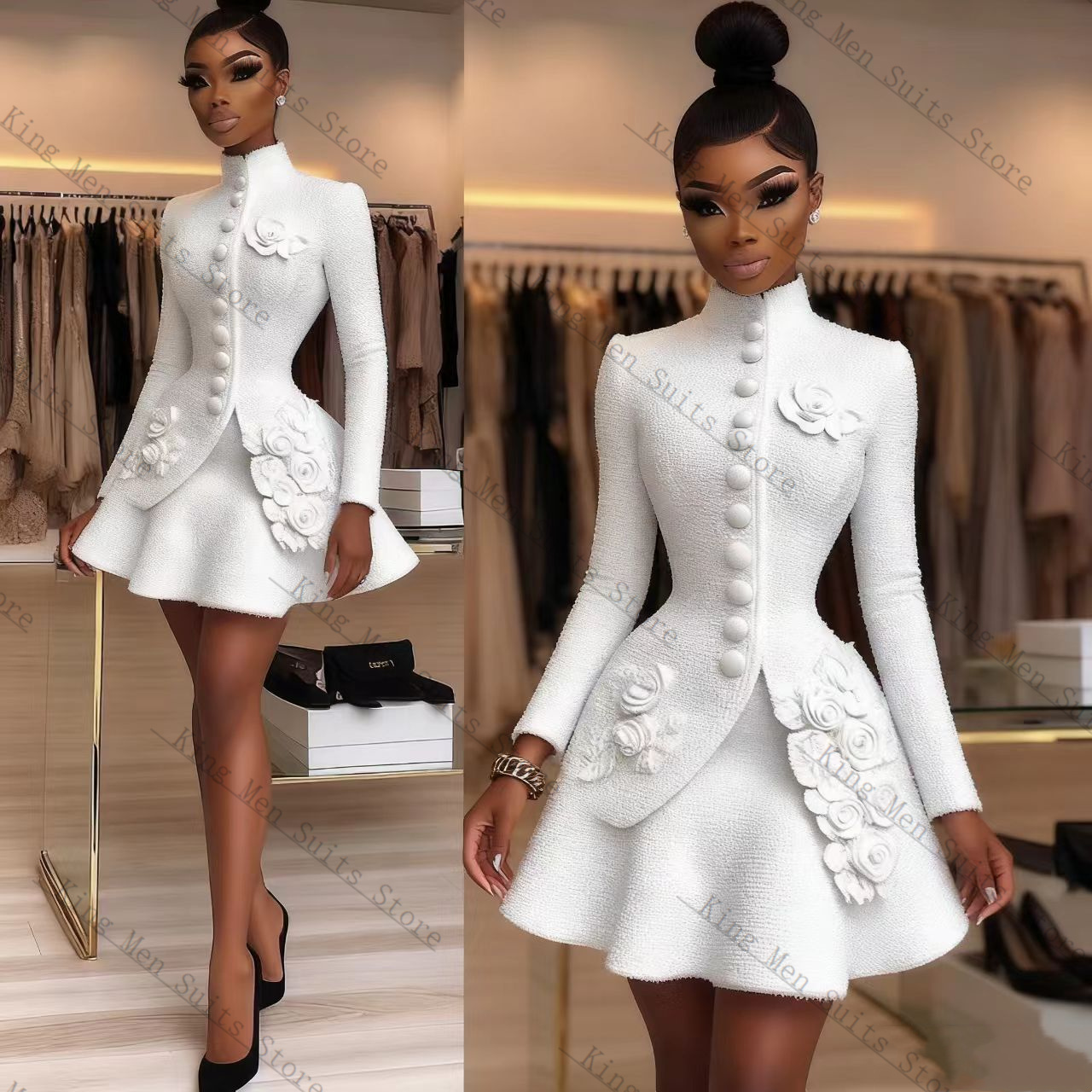 Luxo branco feminino terno con - Women Luxury Formal Wear avaliação e preço