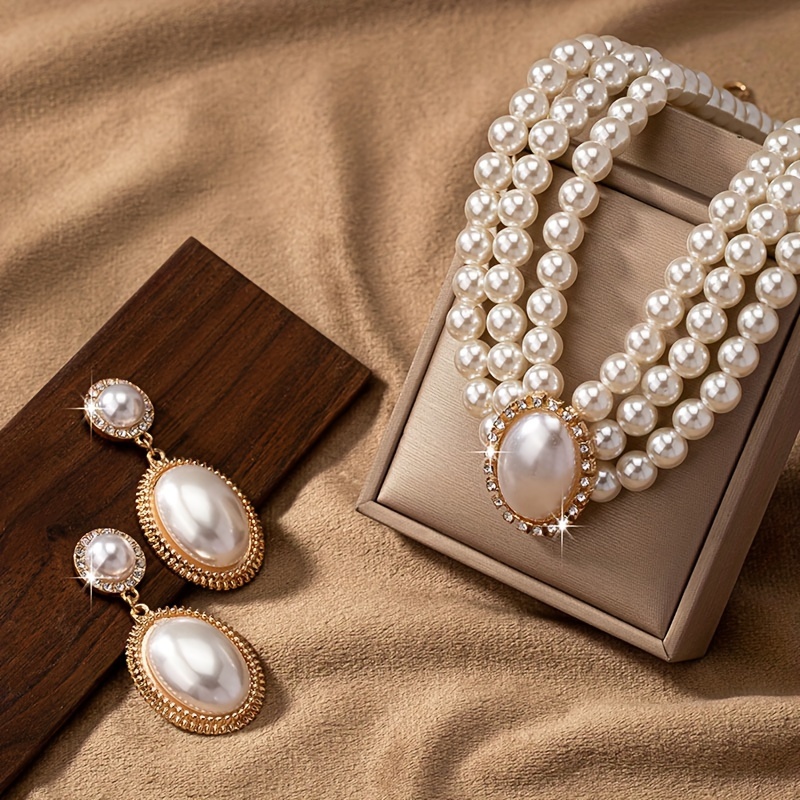 Conjunto de colar de pérolas d - Pearl Necklace Set avaliação e preço