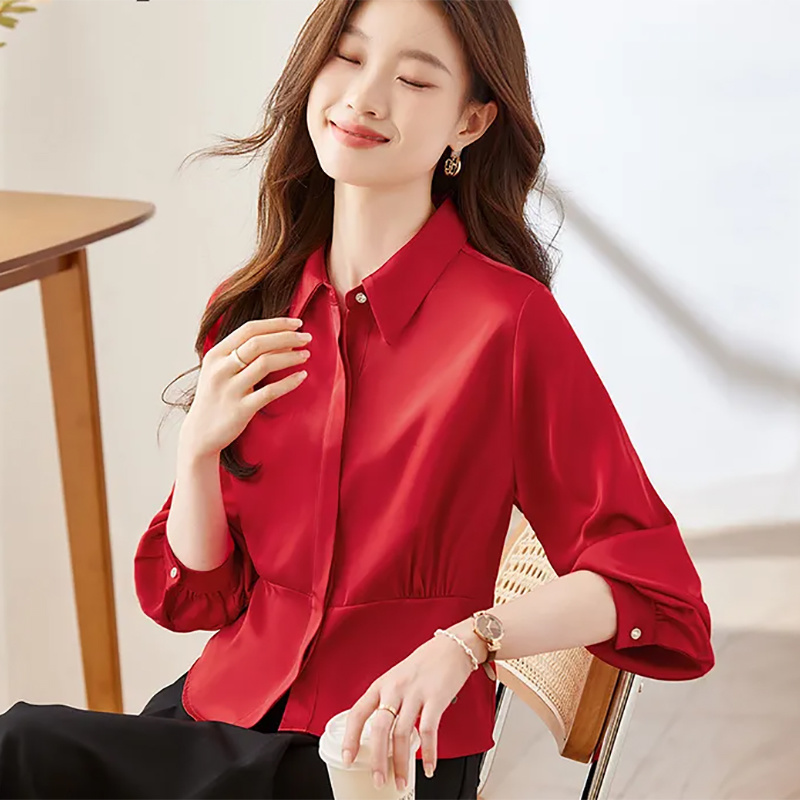 Camisas de manga comprida femi - Women Formal Blouses For Evening Wear avaliação e preço