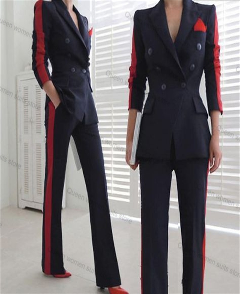 Vermelho preto outono feminino - Women Formal Wear With Black Blazer avaliação e preço