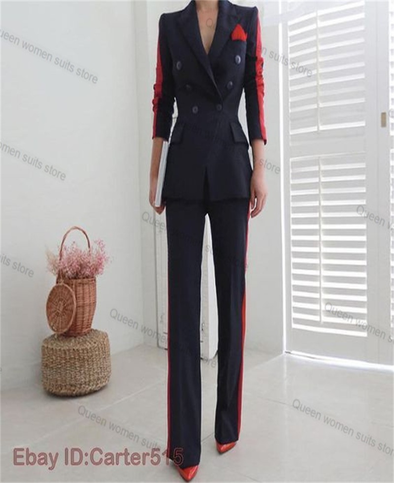 Vermelho preto outono feminino - Women Formal Wear With Black Blazer avaliação e preço