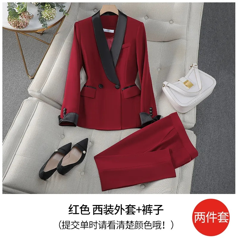 Elegante vermelho preto femini - Women Formal Wear With Black Blazer avaliação e preço