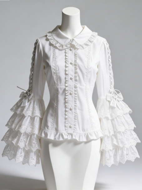 Blusa Sweet Lolita com Renda,  - Women Formal Blouses For Evening Wear avaliação e preço