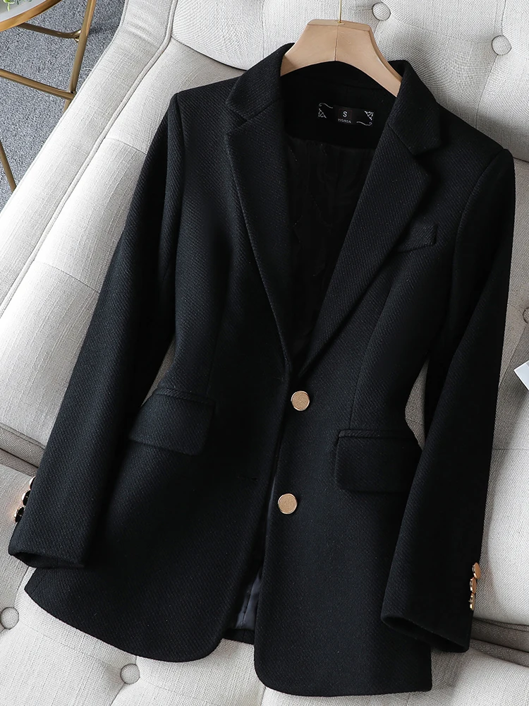Moda senhoras blazer feminino  - Women Formal Wear With Black Blazer avaliação e preço