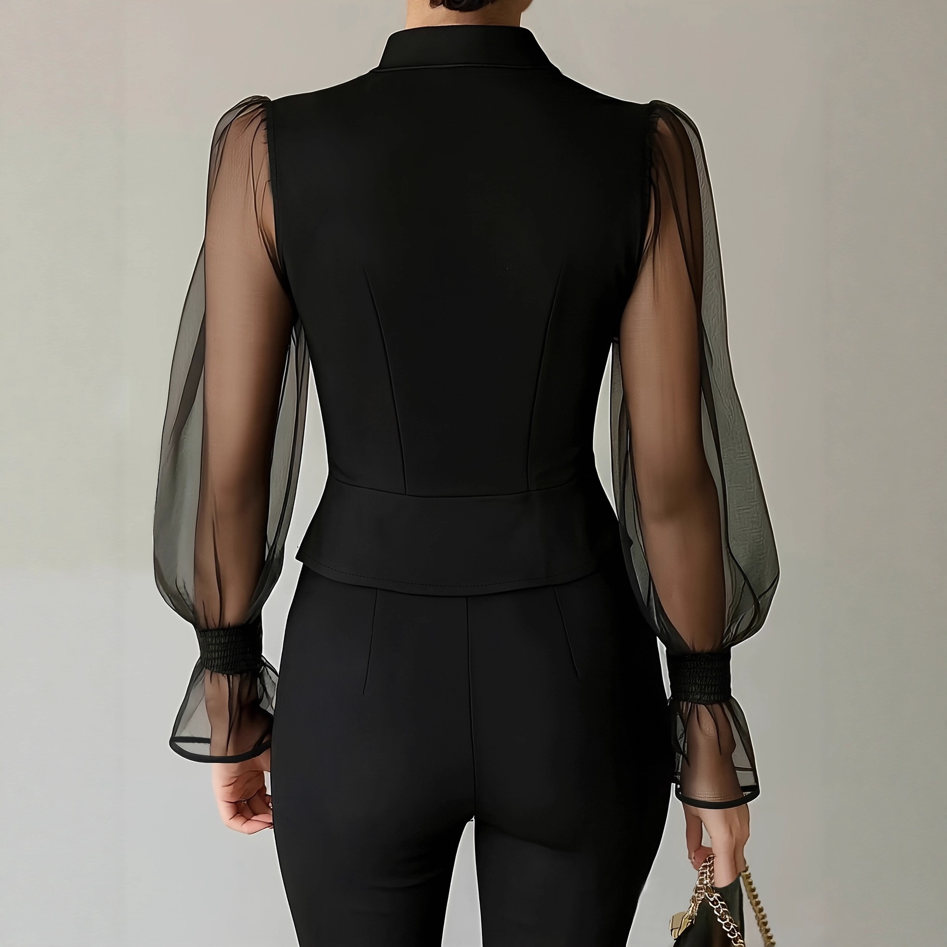 Blusa Elegante com Manga Bufan - Women Formal Blouses For Evening Wear avaliação e preço