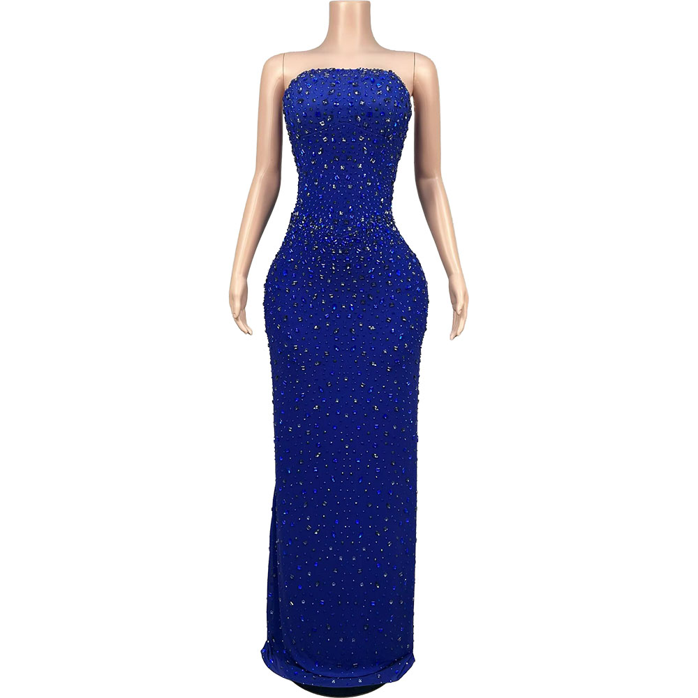 Vestido de Gala Azul Sem Alças - Women Luxury Formal Wear avaliação e preço