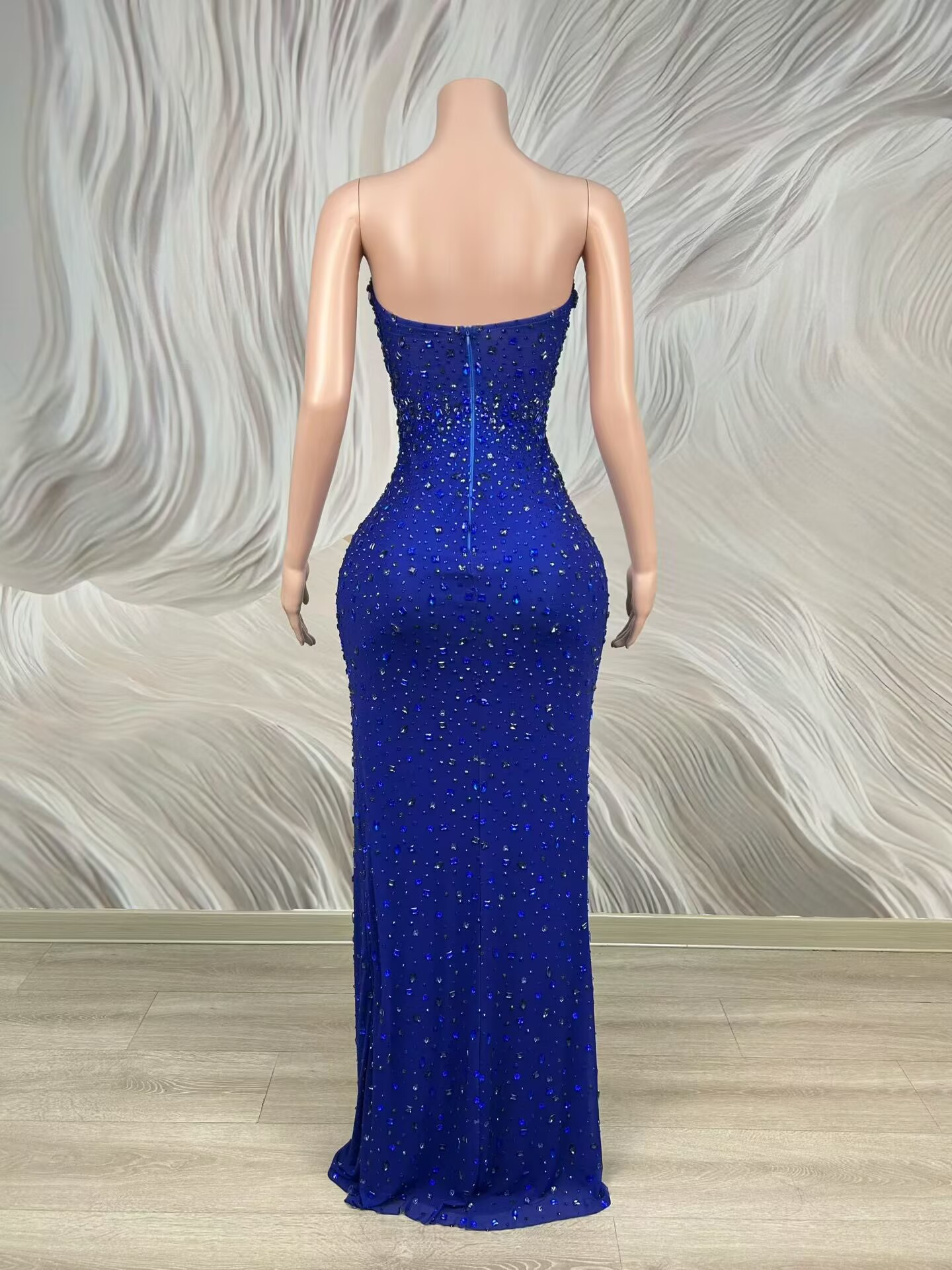 Vestido de Gala Azul Sem Alças - Women Luxury Formal Wear avaliação e preço