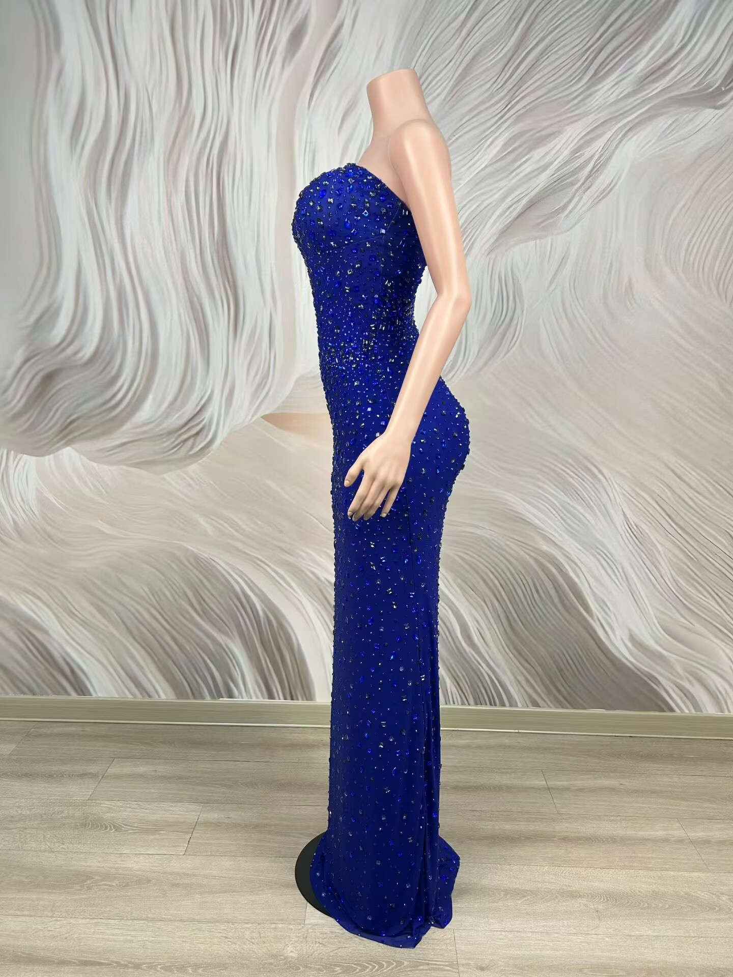 Vestido de Gala Azul Sem Alças - Women Luxury Formal Wear avaliação e preço